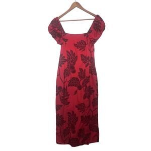 Vintage Good Times Size XS Red Floral Print Aloha Hawaiian Muumuu Long Dress